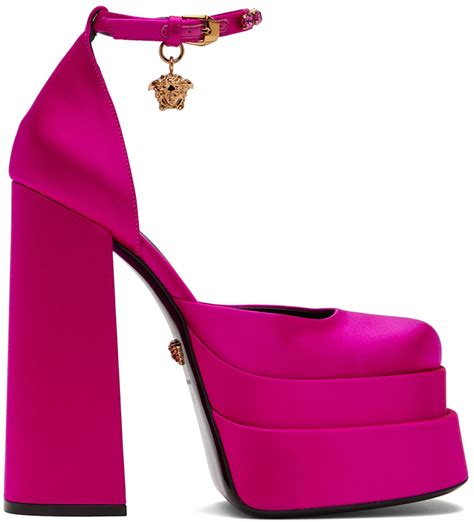 versace pink platform heels|Versace platform heels medusa.